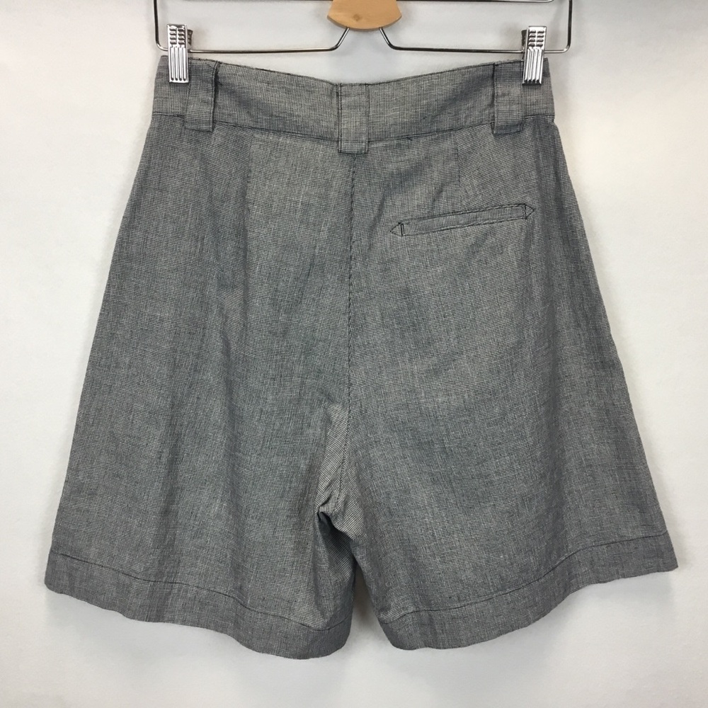 Alex Mill Drill Pleated Shorts Houndstooth Linen Blend High Waisted Size 4 - Picture 2 of 11